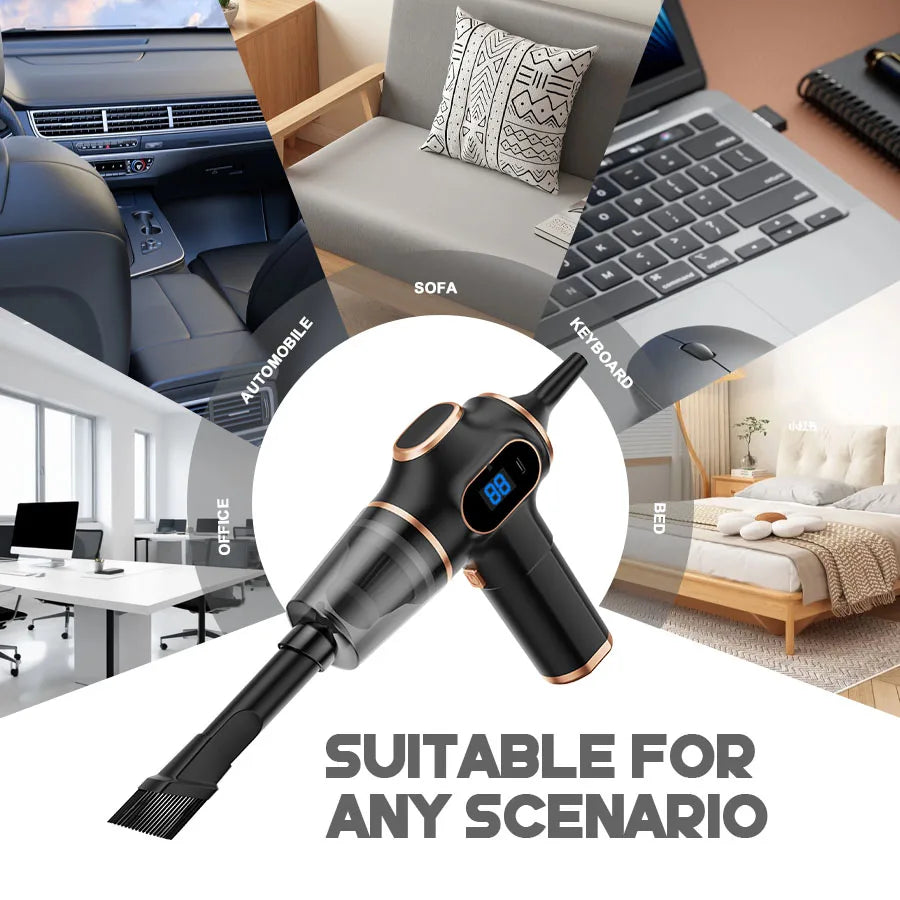 MiniVac Pro — Aspiradora Inalámbrica Portátil para Carro y Hogar